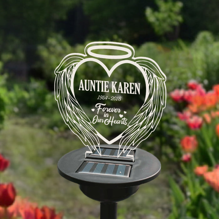 Csmoarny Forever In Our Hearts - Personalized Memorial Garden Solar Light - Memorial Gift, Sympathy Gift